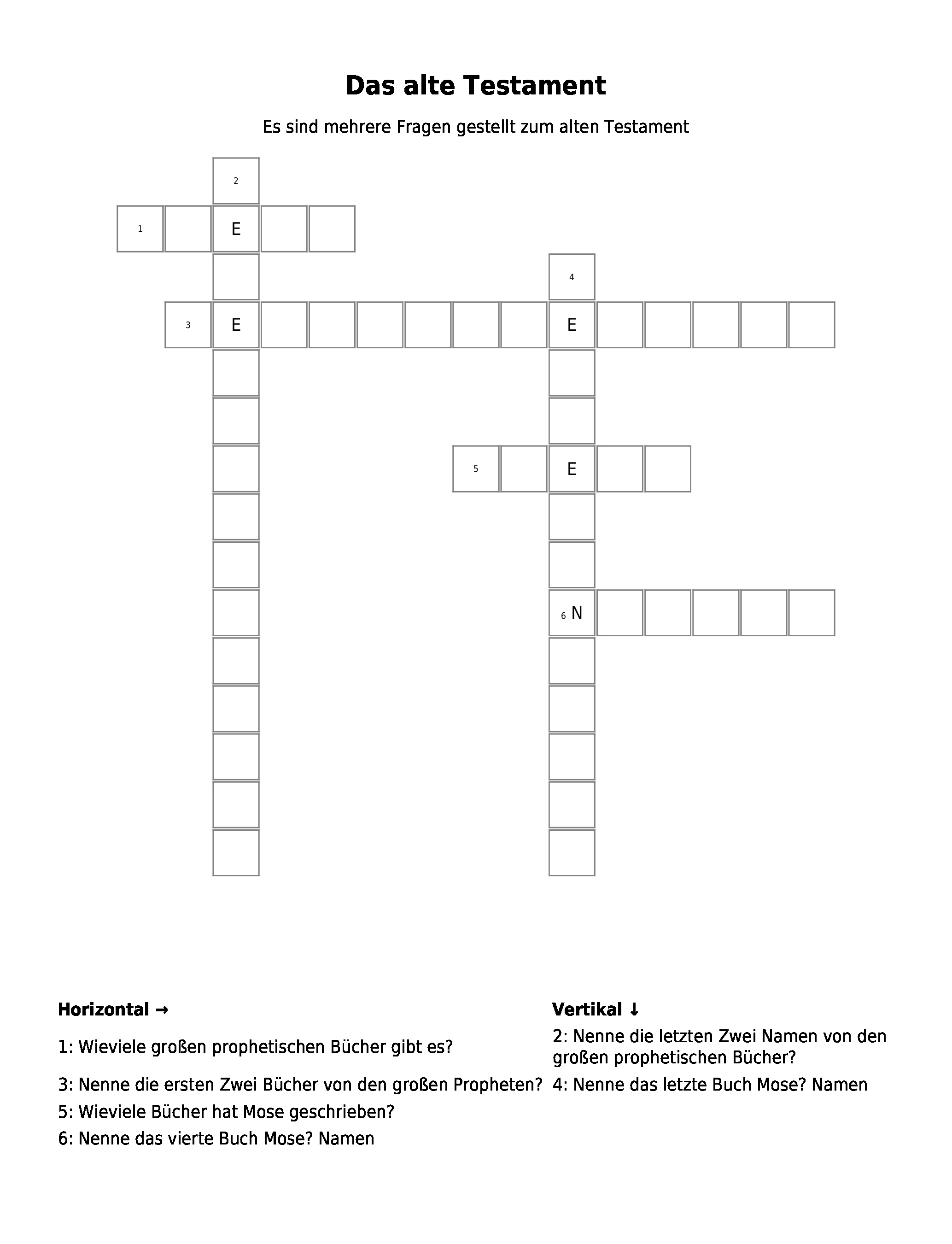 Kreuzwortratsel Das Alte Testament Als Pdf Arbeitsblatt Schulraetsel De