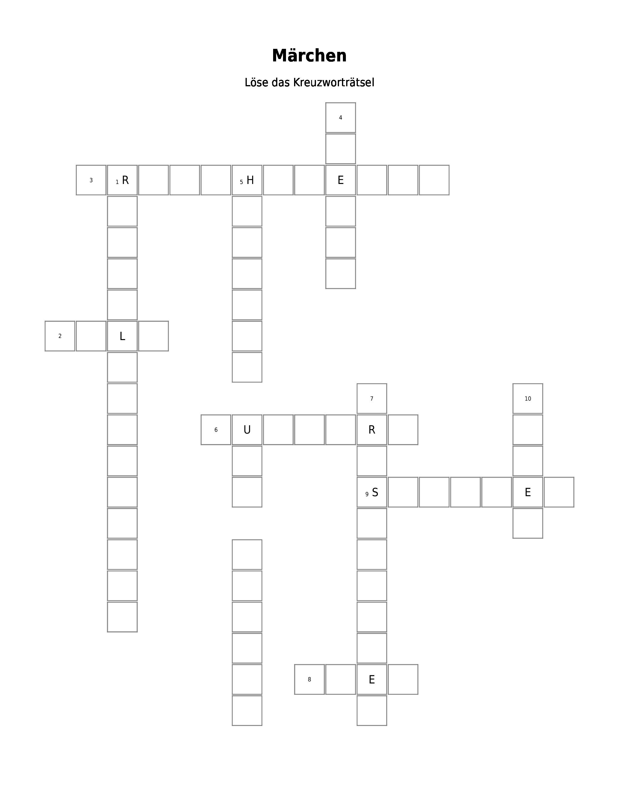 Ein Märchen Kreuzworträtsel 10 Buchstaben
